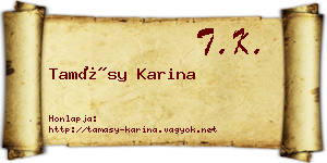 Tamásy Karina névjegykártya